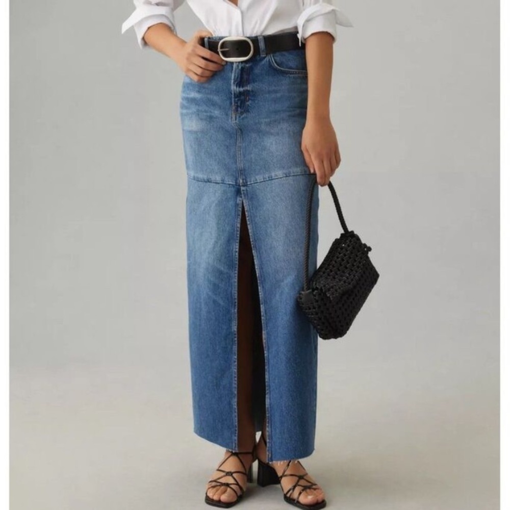 NWOT Reformation Tazz Slit Maxi Denim Skirt Size 29 Women’s